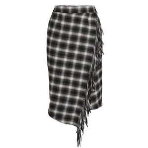 Time and Tru Fringed Faux Wrap Skirt